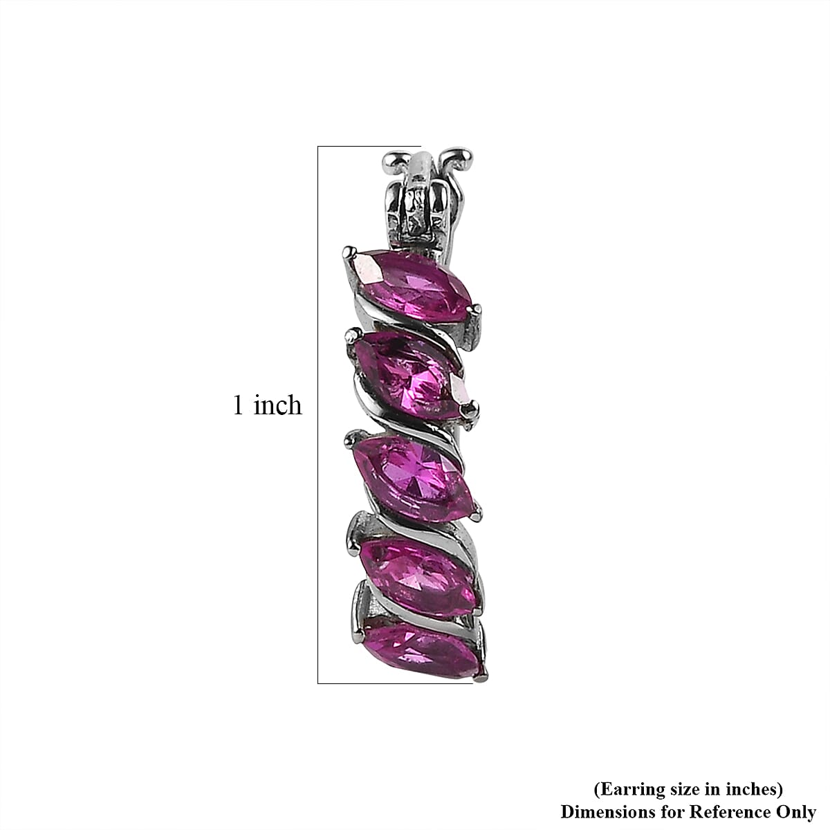 EverTrue Lab Created Pink Sapphire 3.30 ctw Hoop Earrings in Stainless Steel