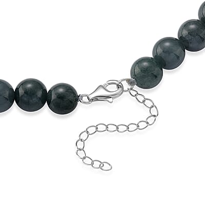 D'Joy Natural Olmec Jadeite 440.00 ctw Pixiu Necklace in Rhodium Over Sterling Silver 20-22 Inches
