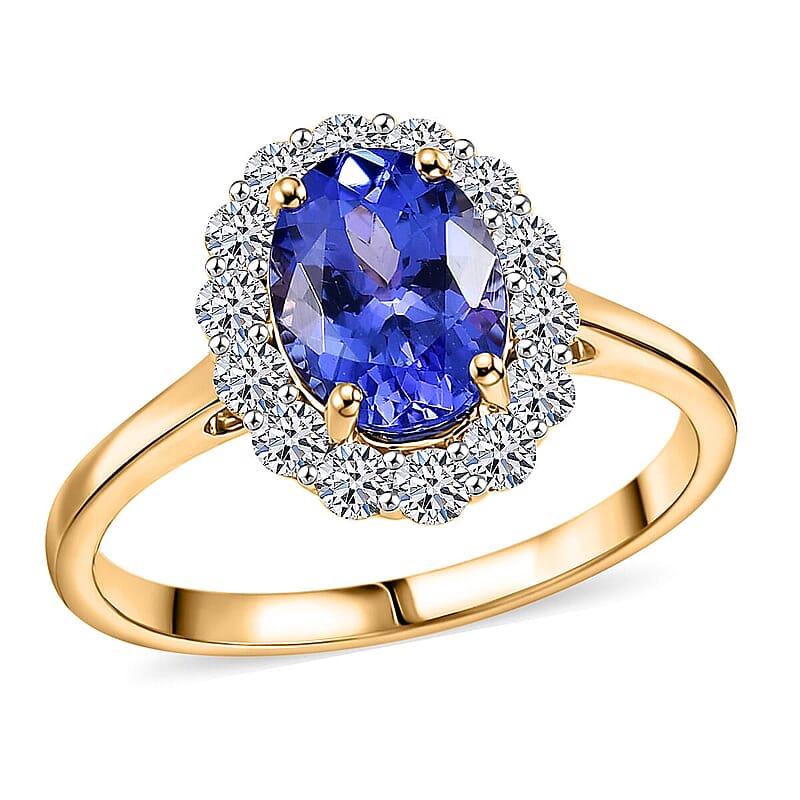 Premium Tanzanite and Luxuriant Lab Grown Diamond G-H SI 2.35 ctw Ring in 10K Yellow Gold (Size  7.0)