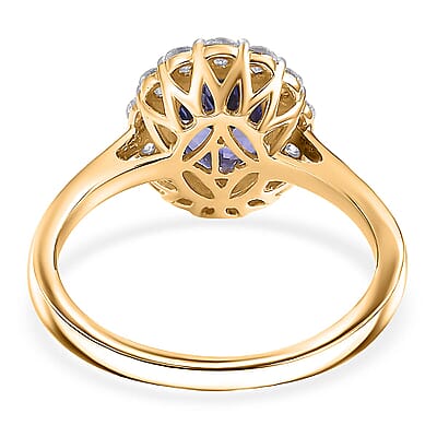 Premium Tanzanite and Luxuriant Lab Grown Diamond G-H SI 2.35 ctw Ring in 10K Yellow Gold (Size  7.0)