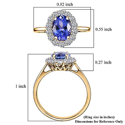 Premium Tanzanite and Luxuriant Lab Grown Diamond G-H SI 2.35 ctw Ring in 10K Yellow Gold (Size  7.0)