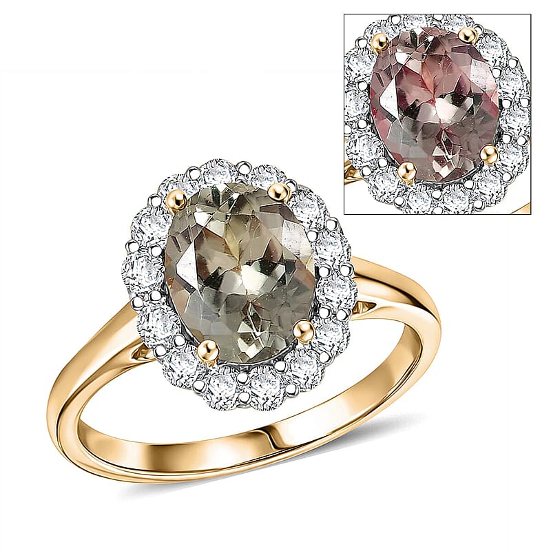 Premium Turkizite and Luxuriant Lab Grown Diamond G-H SI 2.65 ctw Ring in 10K Yellow Gold (Size 7.0)