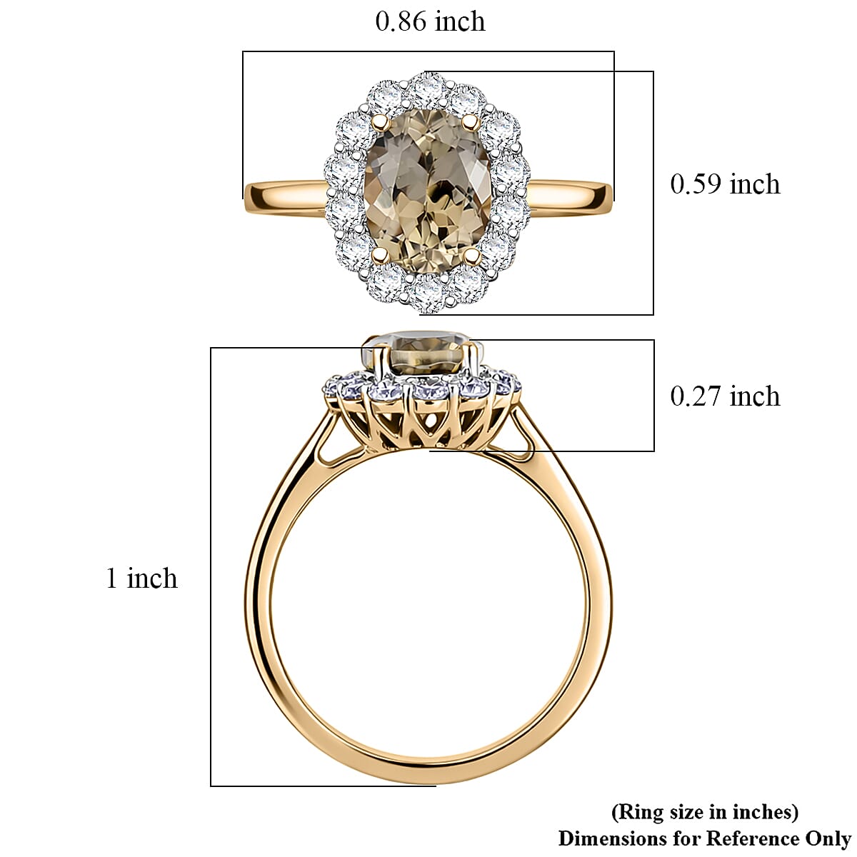 Premium Turkizite and Luxuriant Lab Grown Diamond G-H SI 2.65 ctw Ring in 10K Yellow Gold (Size 7.0)