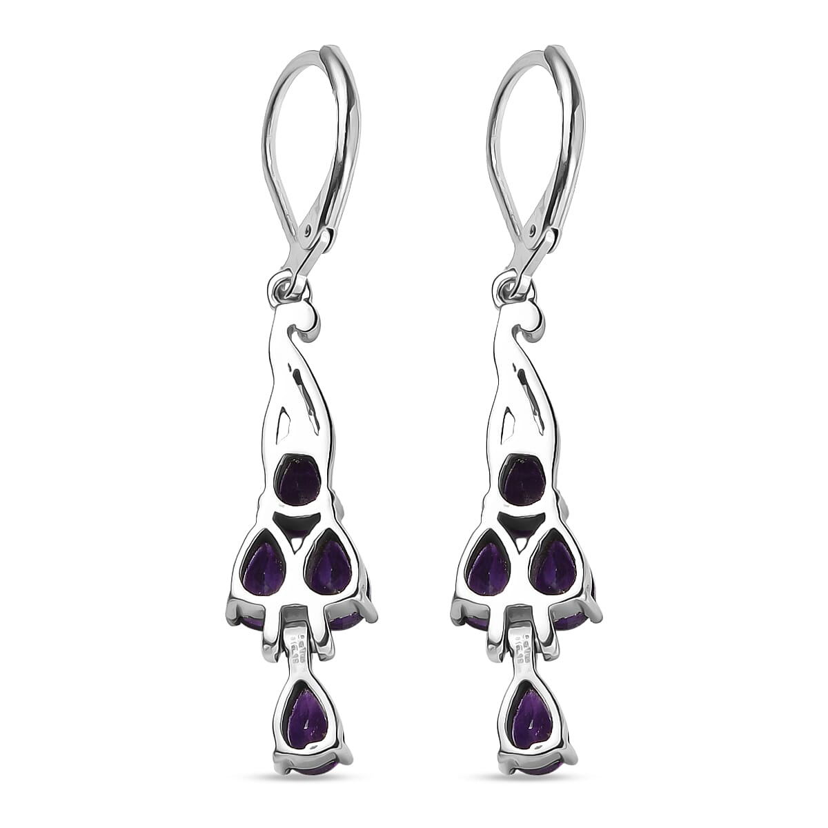 EverTrue African Amethyst 3.75 ctw Lever Back Earrings in Stainless Steel image number 4