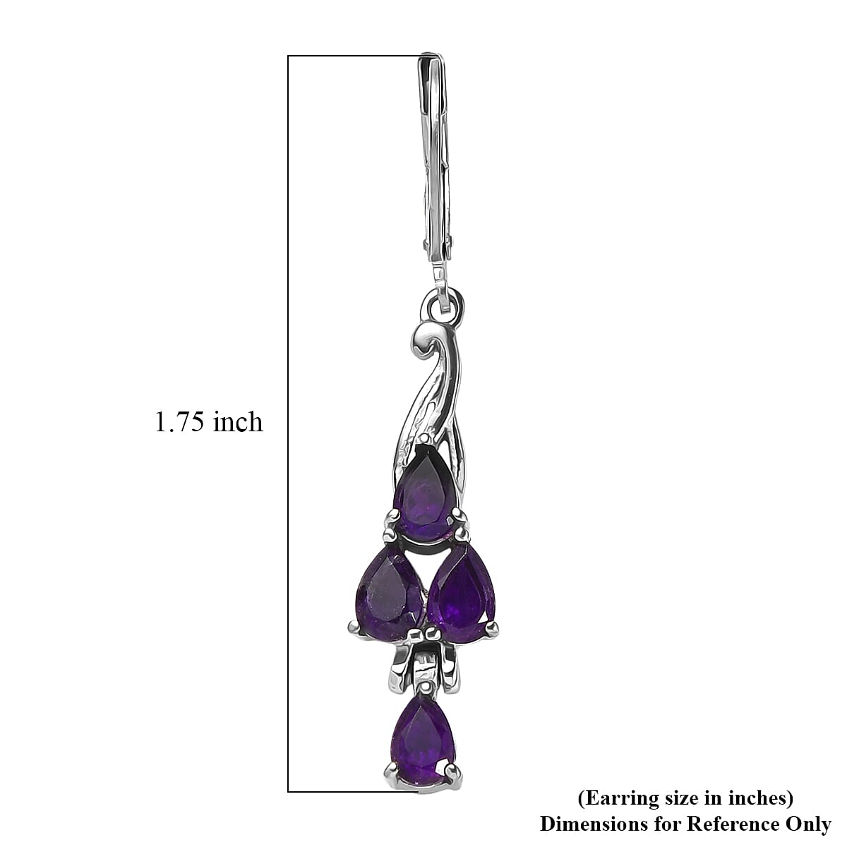 EverTrue African Amethyst 3.75 ctw Lever Back Earrings in Stainless Steel image number 5