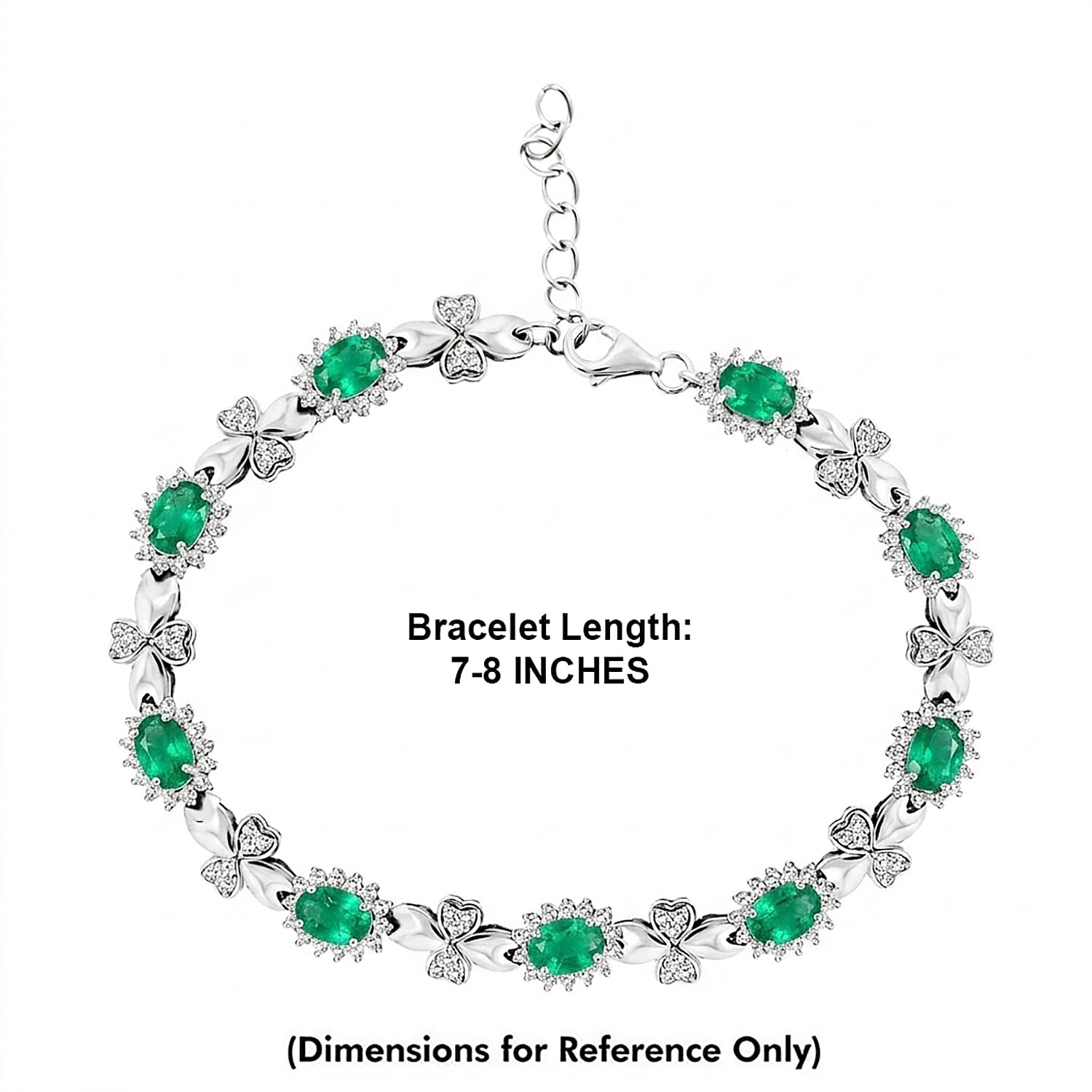 Green Quartz and White Corundum 4.85 ctw Bracelet in Rhodium Over Sterling Silver (7-8In)