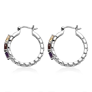 EverTrue Multi Gemstone 2.90 ctw Earrings in Stainless Steel