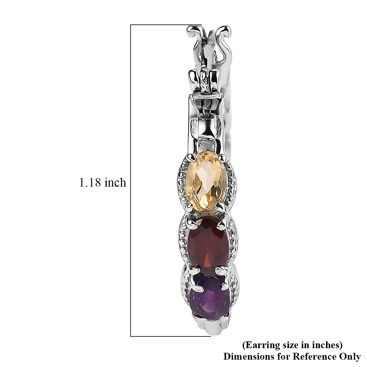 EverTrue Multi Gemstone 2.90 ctw Earrings in Stainless Steel image number 4