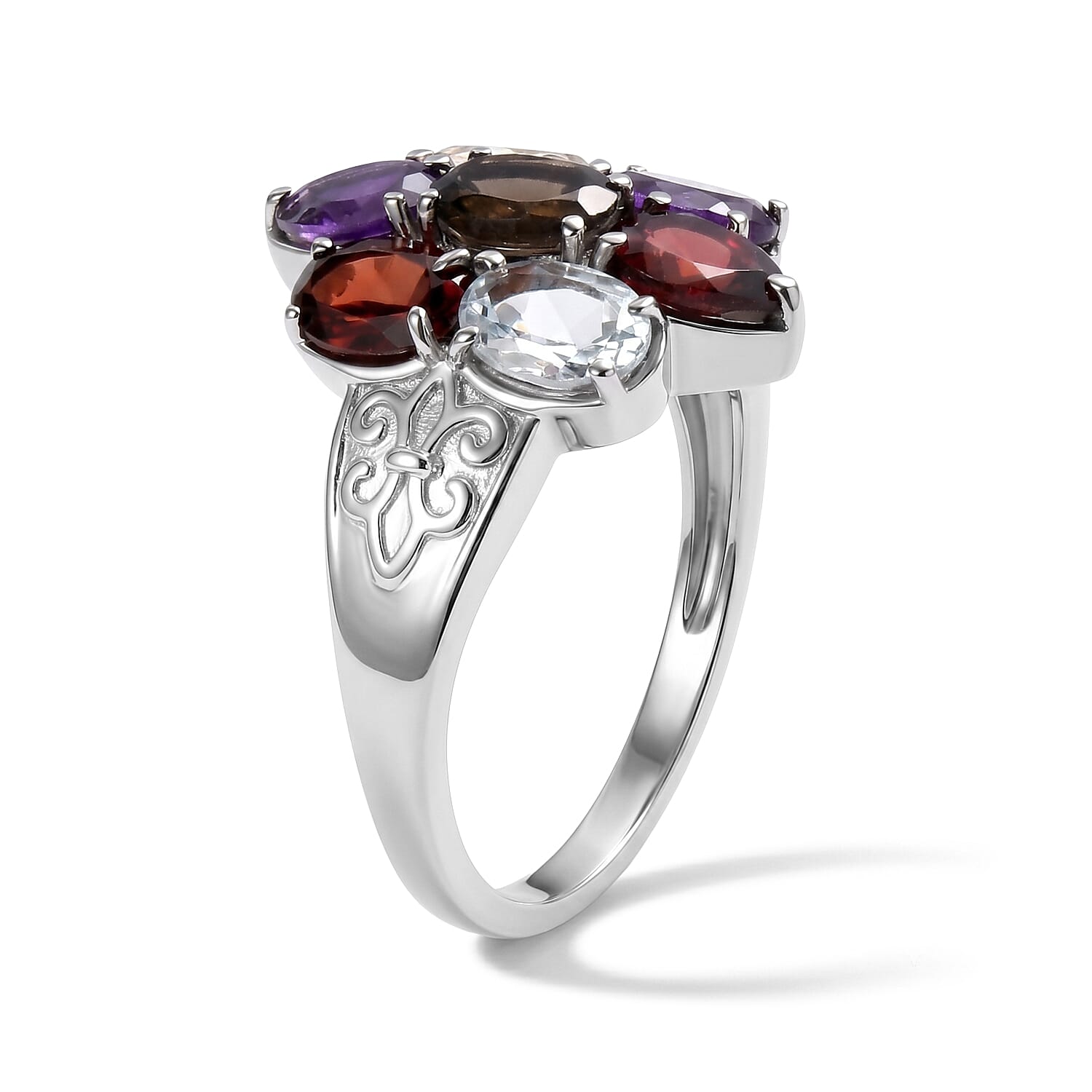 EverTrue  Multi Gemstone 3.50 ctw Solitaire Ring in Stainless Steel (Size 6.0)