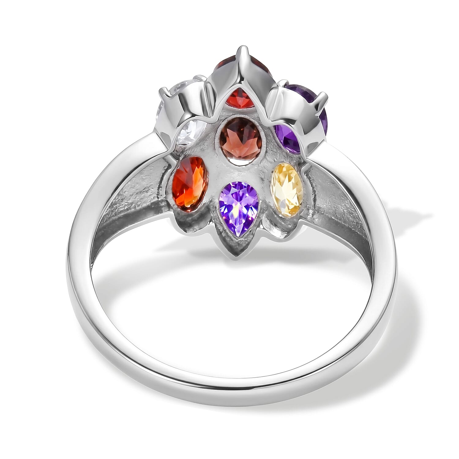 EverTrue  Multi Gemstone 3.50 ctw Solitaire Ring in Stainless Steel (Size 6.0)