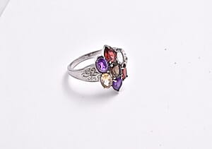 EverTrue  Multi Gemstone 3.50 ctw Solitaire Ring in Stainless Steel (Size 7.0)