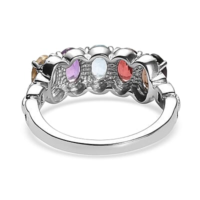 EverTrue Multi Gemstone 2.50 ctw Ring in Stainless Steel (Size 11.0)
