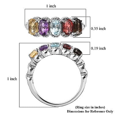 EverTrue Multi Gemstone 2.50 ctw Ring in Stainless Steel (Size 11.0)