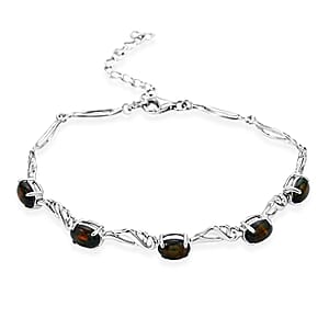 Black Opal 3.00 ctw Bracelet in Rhodium Over Sterling Silver (7-9In)