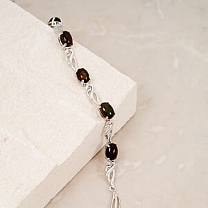 Black Opal 3.00 ctw Bracelet in Rhodium Over Sterling Silver (7-9In)