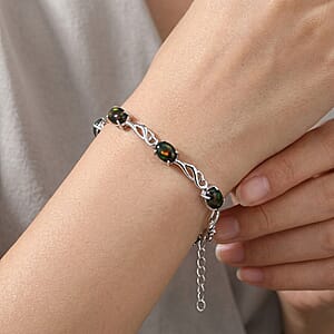 Black Opal 3.00 ctw Bracelet in Rhodium Over Sterling Silver (7-9In)