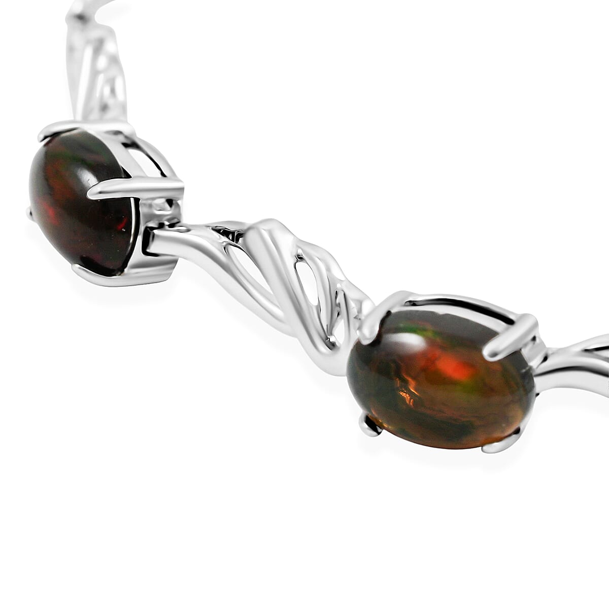 Black Opal 3.00 ctw Bracelet in Rhodium Over Sterling Silver (7-9In) image number 3
