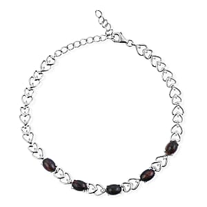 Black Opal and White Corundum 3.20 ctw Bracelet in Rhodium Over Sterling Silver (7-9In)