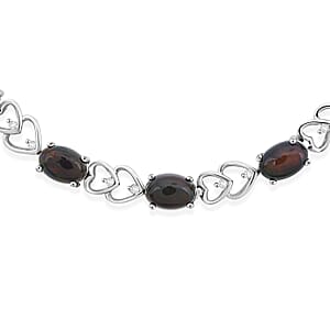 Black Opal and White Corundum 3.20 ctw Bracelet in Rhodium Over Sterling Silver (7-9In)