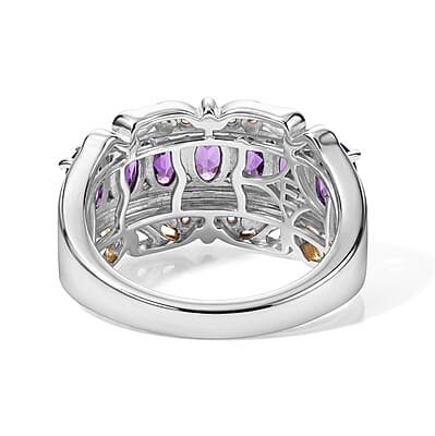 EverTrue African Amethyst and White Zircon 1.65 ctw Ring in 18K YG Plated and Platinum Bond (Size 10.0)