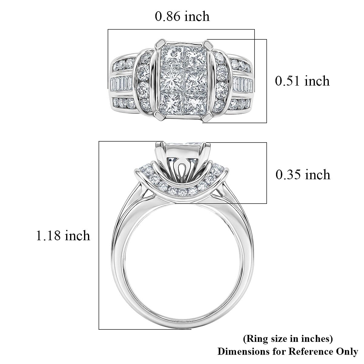 Diamond I3 3.00 ctw Ring in 14K White Gold (Size  6.0)  8.65 Grams image number 5