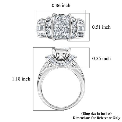 Diamond I3 3.00 ctw Ring in 14K White Gold (Size  6.0)  8.65 Grams