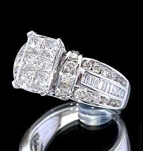 Diamond I3 3.00 ctw Ring in 14K White Gold (Size 7.0) 8.65 Grams