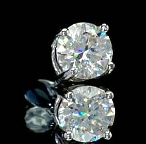 Certified Moissanite (Rnd 5mm) (D-E, VVS1- VVS2) Stud Earrings in Sterling Silver 1.00 ctw