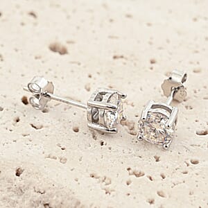 Certified Moissanite (D-E, VVS1- VVS2) 1.00 ctw Stud Earrings in Sterling Silver (Ships in 3-5 Days)