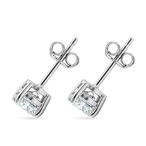 Certified Moissanite (D-E, VVS1- VVS2) 1.00 ctw Stud Earrings in Sterling Silver (Ships in 3-5 Days)