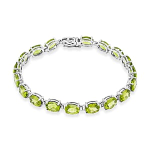 Hebei Peridot 32.40 ctw Bracelet in Rhodium Over Sterling Silver (7.50 In)