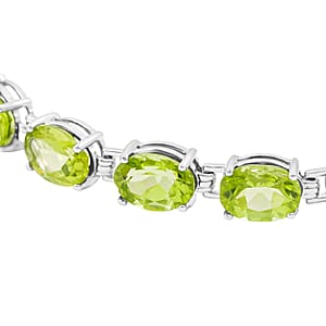 Hebei Peridot 32.40 ctw Bracelet in Rhodium Over Sterling Silver (7.50 In)