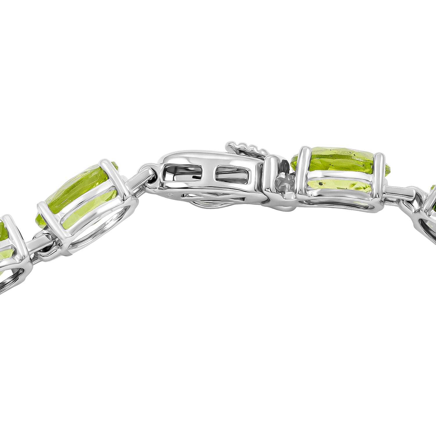 Hebei Peridot 32.40 ctw Bracelet in Rhodium Over Sterling Silver (7.50 In)