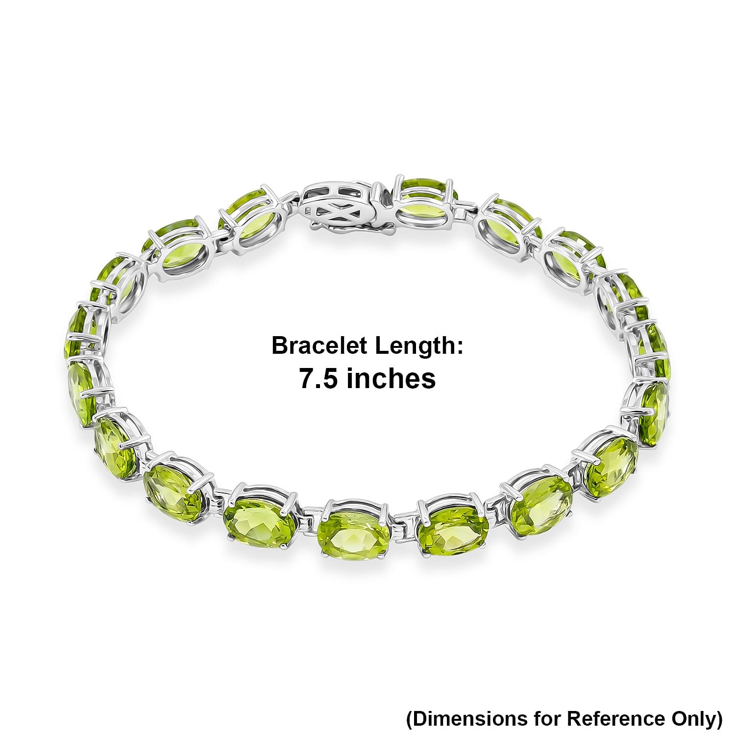 Hebei Peridot 32.40 ctw Bracelet in Rhodium Over Sterling Silver (7.50 In)