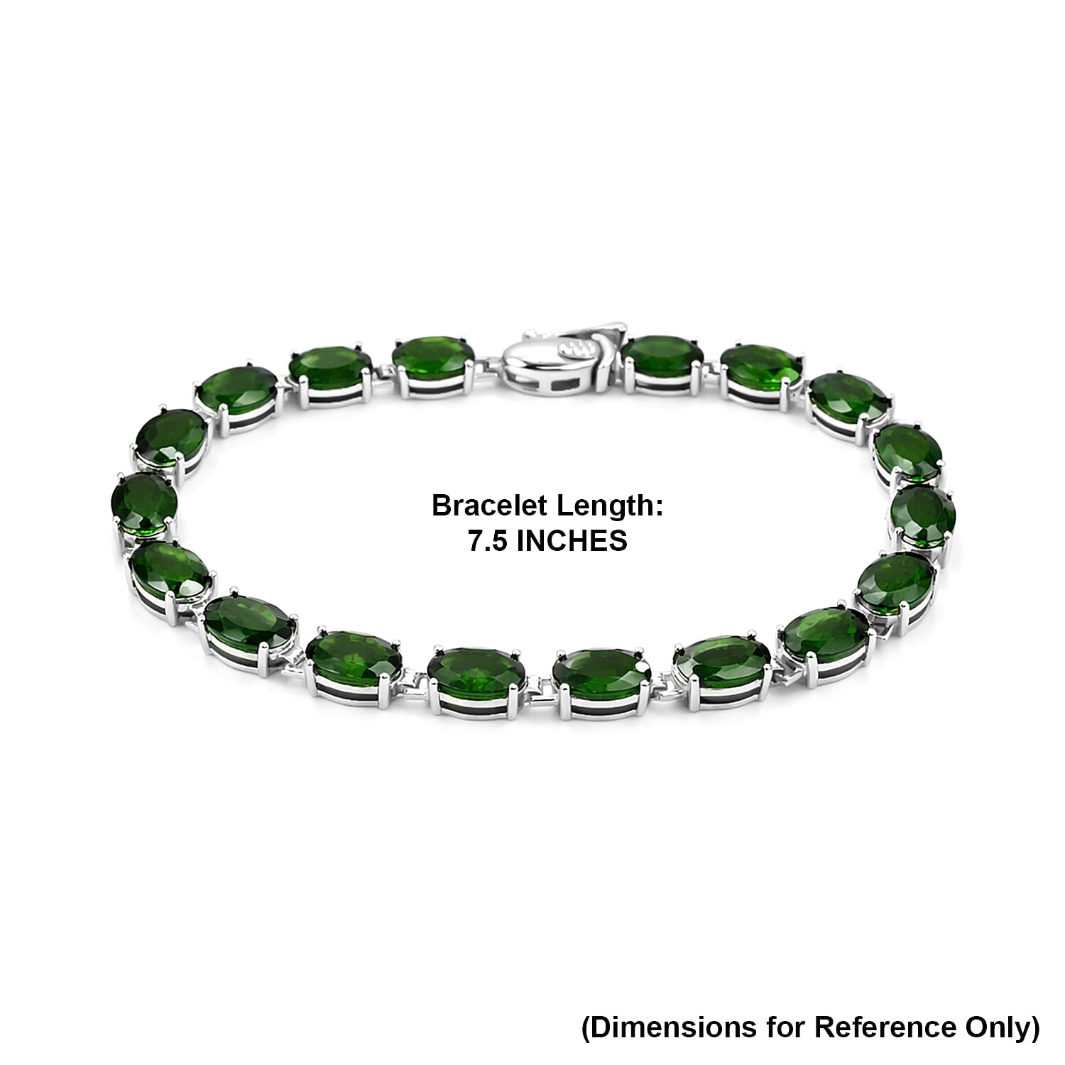 Natural Chrome Diopside 32.40 ctw Bracelet in Rhodium Over Sterling Silver (7.50 In)
