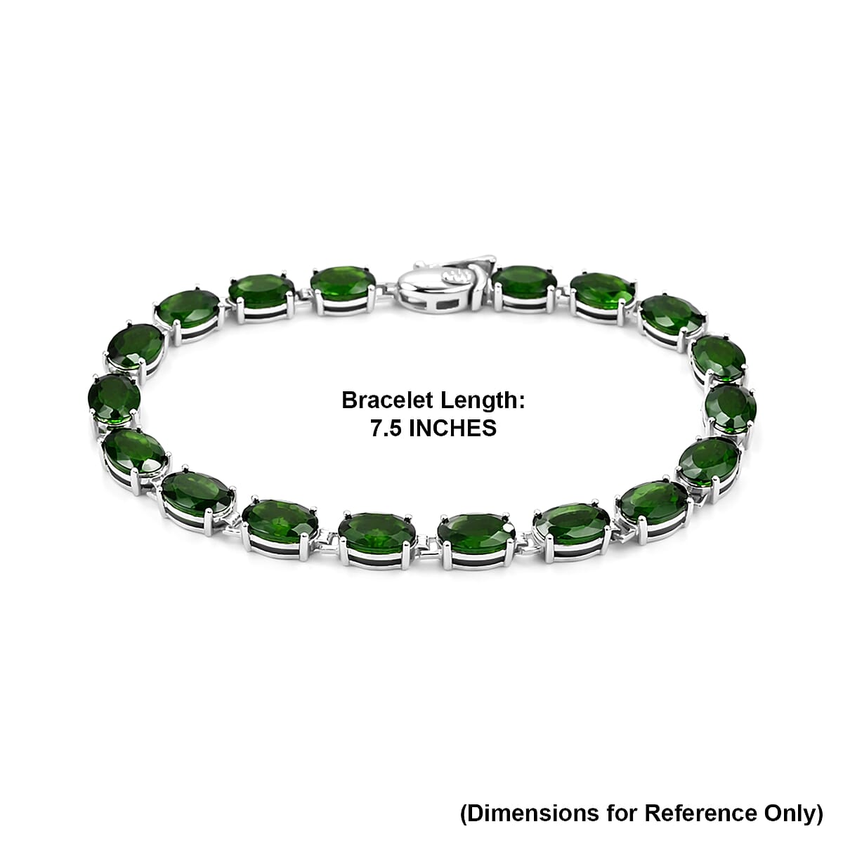 Natural Chrome Diopside 32.40 ctw Bracelet in Rhodium Over Sterling Silver (7.50 In) image number 4