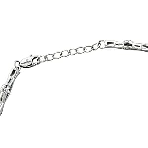 Green Quartz and White Corundum 4.25 ctw Bracelet in Rhodium Over Sterling Silver (7.5-8.5In)