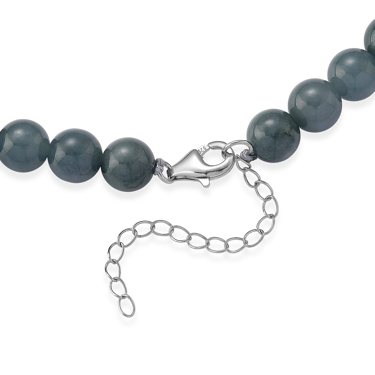 D'Joy Natural Olmec Jadeite 550.00 ctw Dragon Necklace in Rhodium Over Sterling Silver 18-20 Inches