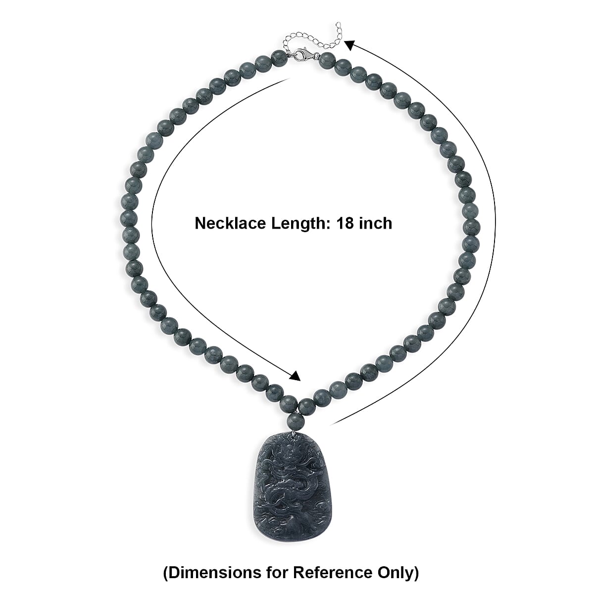 D'Joy Natural Olmec Jadeite Necklace (18-20 Inches) in Rhodium Over Sterling Silver 550.00 ctw image number 5