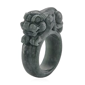 Natural Olmec Jadeite 90.00 ctw Pixiu Carved Ring (Size 10.0)