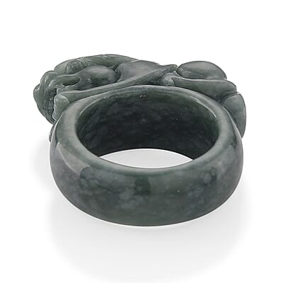 Natural Olmec Jadeite 90.00 ctw Pixiu Carved Ring (Size 11.0)