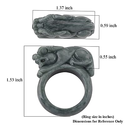Natural Olmec Jadeite 90.00 ctw Pixiu Carved Ring (Size 11.0)