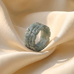 Natural Olmec Jadeite 70.00 ctw Carved Band Ring (Size 11.0)