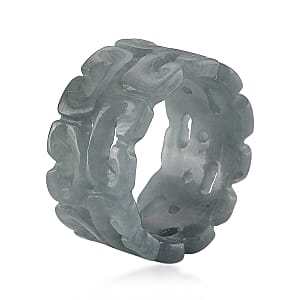 Natural Olmec Jadeite 70.00 ctw Carved Band Ring (Size 11.0)
