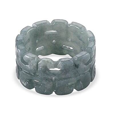 Natural Olmec Jadeite 70.00 ctw Carved Band Ring (Size 11.0)