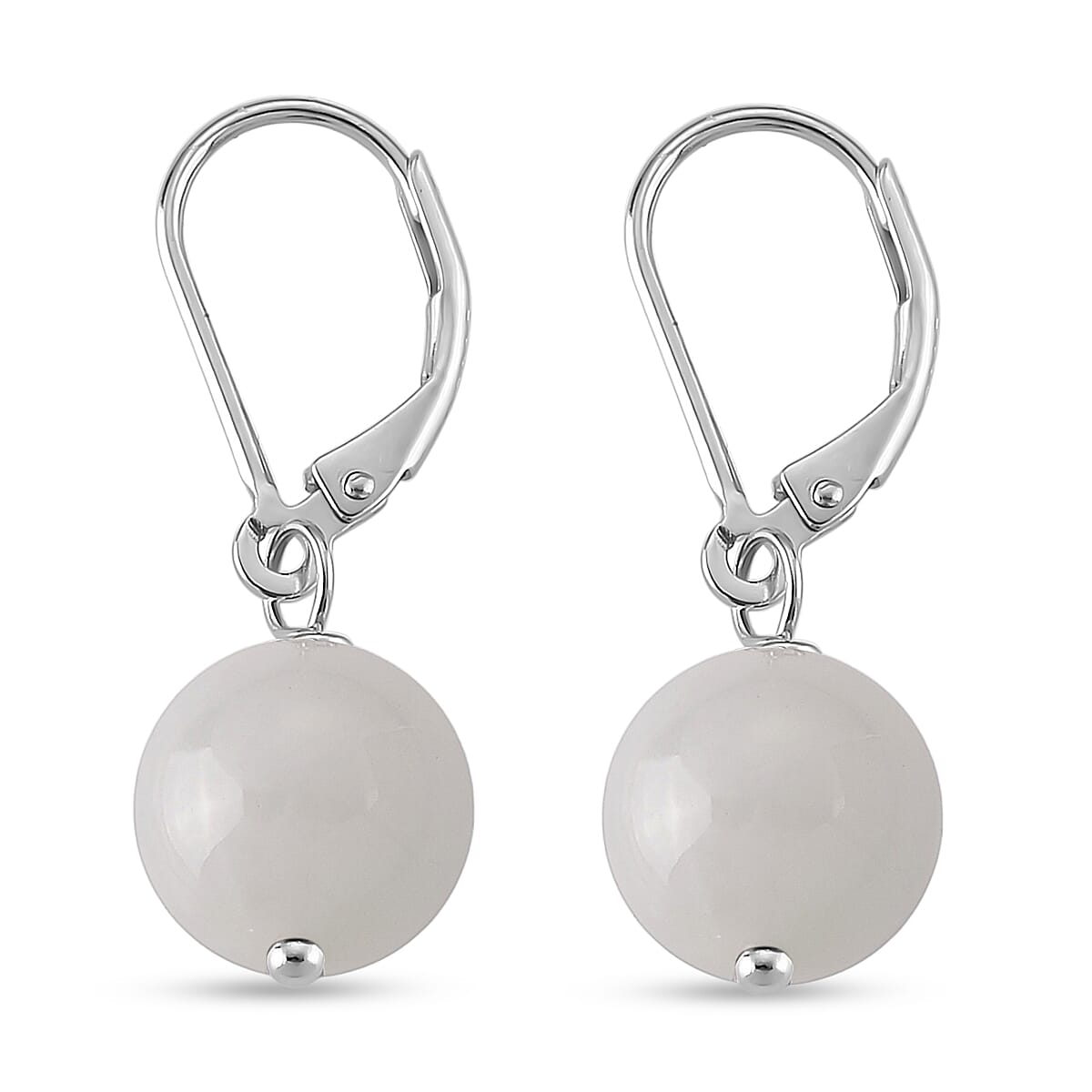 D'Joy Natural Jade 50.00 ctw Earrings in Rhodium Over Sterling Silver image number 3