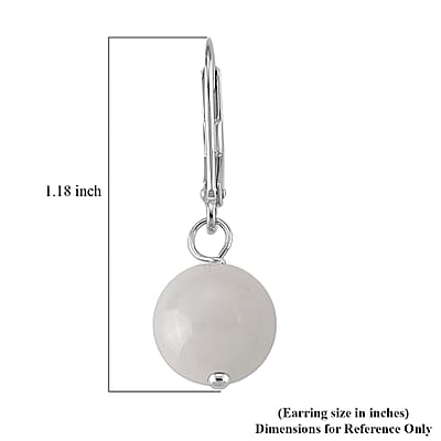D'Joy Natural Jade 50.00 ctw Earrings in Rhodium Over Sterling Silver