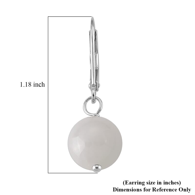 D'Joy Natural Jade 50.00 ctw Earrings in Rhodium Over Sterling Silver