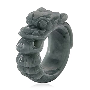 Natural Olmec Jadeite 45.00 ctw Carved Dragon Ring (Size 10.0)