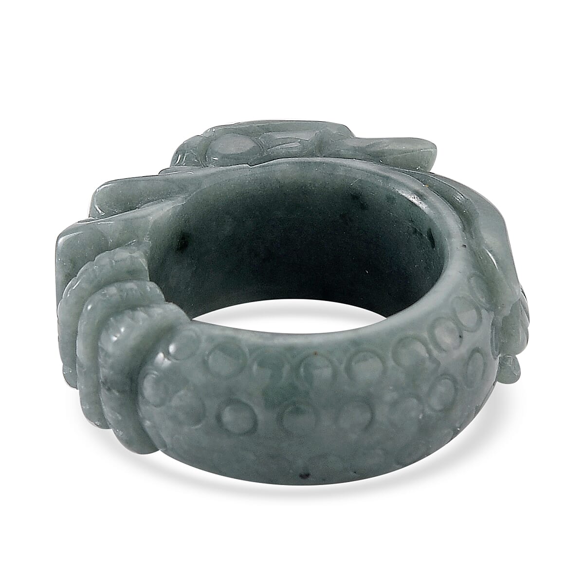 Natural Olmec Jadeite 45.00 ctw Carved Dragon Ring (Size 7.0)